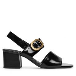 Sandały Gino Rossi. Czarne sandały Gino Rossi, bez wzorów, bez obcasa, na słupku, bez zapięcia. Za 249.99 zł.