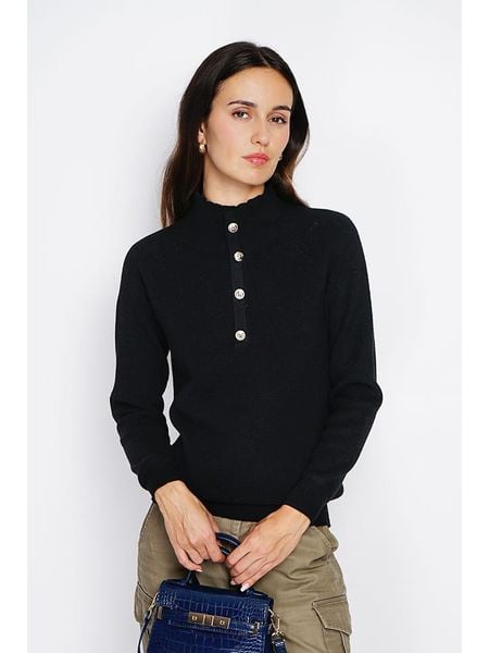 ASSUILI Kaszmirowy sweter w kolorze czarnym rozmiar: 38. Czarne swetry Assuili, bez wzorów, z kaszmiru, klasyczne, bez ramiączek. Za 206.91 zł.