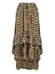 BLE Spódnica w kolorze jasnobrązowo-czarnym rozmiar: M/L. Brązowe spódnice BLE, l, bez wzorów, maxi, asymetryczne. Za 82.64 zł.
