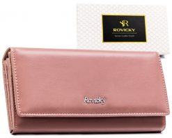 Portfel damski Rovicky RPX-24-ML różowy. Czerwone portfele ROVICKY, bez wzorów, ze skóry. Za 61.99 zł.
