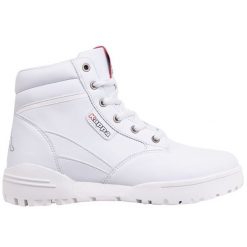 Buty Kappa Bonfire Lf U 242779 1010 białe. Białe buty treningowe bez wzorów, z gumy, bez zapięcia. W wyprzedaży za 266.74 zł.