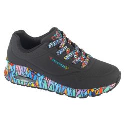 Buty sportowe Sneakersy damskie, Uno - Ravaged Love. Czarne buty sportowe lifestyle Skechers, bez wzorów, sportowe, bez zapięcia. Za 399.99 zł.