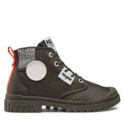 Trapery Palladium. Zielone traperki Palladium, bez wzorów, bez obcasa, bez zapięcia. Za 349.99 zł.
