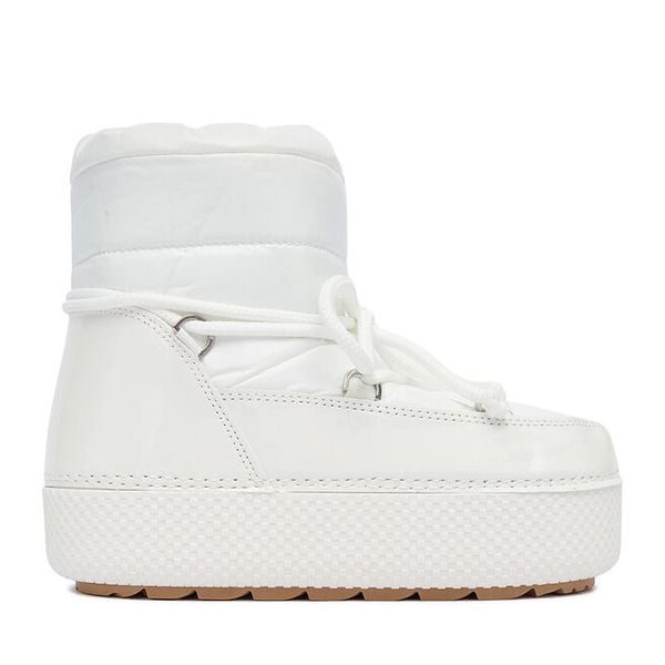 Śniegowce DeeZee. Białe śniegowce DeeZee, bez wzorów, bez zapięcia. Za 229.99 zł.