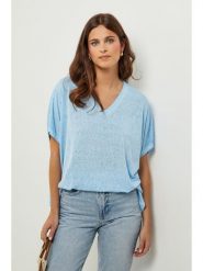 Lin Passion Tunika w kolorze błękitnym rozmiar: 38/40. Niebieskie tuniki Lin Passion, bez wzorów, klasyczne, bez kołnierzyka, bez ramiączek. Za 113.99 zł.