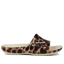 Klapki damskie Crocs CLASSIC CROCS ANIMAL. Brązowe klapki Crocs, bez wzorów, sportowe, bez obcasa, bez zapięcia. Za 139.00 zł.