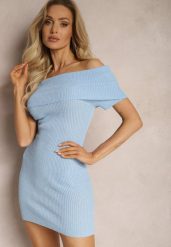 Jasnoniebieska Taliowana Sukienka Hiszpanka Mini z Elastycznej Tkaniny Naliresa. Niebieskie sukienki Renee, bez wzorów, z tkaniny, bez kołnierzyka, bez ramiączek, mini. W wyprzedaży za 91.99 zł.