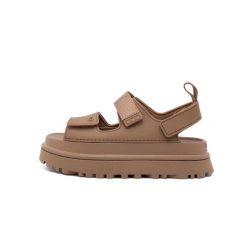 Sandały Ugg Australian W Goldenglow Damskie. Brązowe sandały UGG, bez wzorów, z materiału, klasyczne, bez obcasa, na platformie, bez zapięcia. Za 449.00 zł.