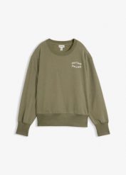 Miękka bluza z bawełną. Zielone bluzy bonprix, bez wzorów, z bawełny, bez ramiączek, bez kaptura. Za 149.99 zł.