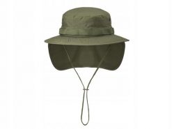 Kapelusz boonie z odpinaną osłoną karku Olive Green. Zielone kapelusze HELIKON-TEX, bez wzorów, z bawełny, militarne. Za 63.99 zł.