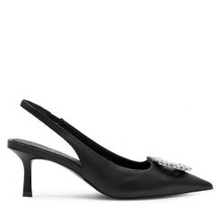 Sandały Eva Minge. Czarne sandały Eva Minge, bez wzorów, bez obcasa, na szpilce, bez zapięcia. Za 399.99 zł.