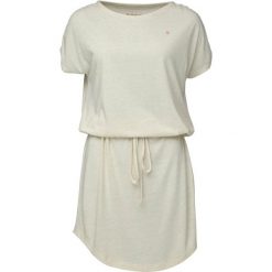 Elegancka letnia sukienka Bugatela dla kobiet z bawełny. Białe sukienki ZSPORT, m, bez wzorów, z bawełny, eleganckie, bez kołnierzyka, bez ramiączek, dopasowane. Za 180.99 zł.