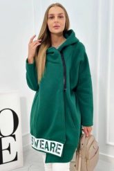Bluza ocieplana z suwakiem ciemno zielona. Zielone bluzy KESI, l, bez wzorów, z bawełny, bez ramiączek, bez kaptura. Za 278.10 zł.