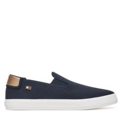 Tenisówki Tommy Hilfiger. Niebieskie trampki Tommy Hilfiger, bez wzorów, bez zapięcia. Za 239.99 zł.