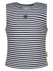 Vingino Top w kolorze granatowo-białym rozmiar: 140. Białe topy Vingino, bez wzorów, z bawełny, bez kołnierzyka, bez ramiączek. Za 52.99 zł.