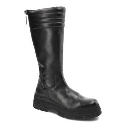 Czarne Kozaki Marco Tozzi Wygodne Skórzane Buty Damskie. Czarne kozaki Marco Tozzi, bez wzorów, z gumy, eleganckie, bez obcasa, na obcasie, bez zapięcia. Za 379.00 zł.