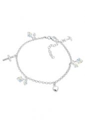 Elli Damski Krzyż Serce Kotwica z kryształami w srebrze próby 925 Sterling Silver Bransoletki 1 ct. Szare bransoletki Elli, z kryształem, srebrne. Za 333.99 zł.