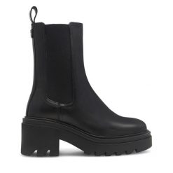 Botki Gino Rossi. Czarne botki Gino Rossi, bez wzorów, bez obcasa, na słupku, bez zapięcia. Za 244.99 zł.