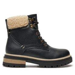 Trapery Kimberfeel. Czarne traperki Kimberfeel, bez wzorów, bez obcasa, bez zapięcia. Za 569.99 zł.