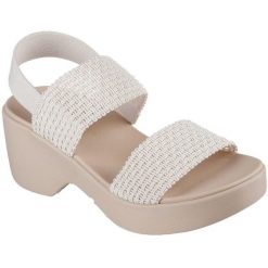 Sandały damskie Skechers Cali Day. Białe sandały Skechers, bez wzorów, z materiału, bez obcasa, bez zapięcia. Za 390.00 zł.
