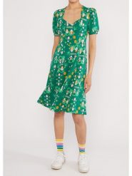 Blutsgeschwister Sukienka "Joyful Heartmeet me at the tennis court" w kolorze zielonym rozmiar: L. Zielone sukienki Blutsgeschwister, l, bez wzorów, z bawełny, bez kołnierzyka, bez ramiączek, midi. Za 158.10 zł.