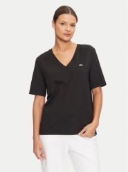 Lacoste T-Shirt TF7300 Czarny Regular Fit. Czarne t-shirty Lacoste, bez wzorów, z bawełny, bez kołnierzyka, bez ramiączek. Za 209.99 zł.