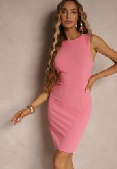 Różowa Sukienka z Wiskozą o Ołówkowym Kroju Bez Rękawów Nelifara. Czerwone sukienki Renee, na spotkanie biznesowe, l, bez wzorów, z materiału, eleganckie, bez kołnierzyka, bez ramiączek, mini, ołówkowe. W wyprzedaży za 107.99 zł.