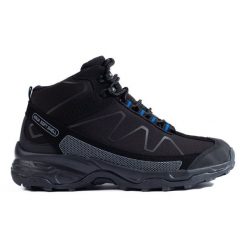 Sportowe buty trekkingowe damskie z wysoką cholewką DK czarne. Czarne buty trekkingowe z materiału, przed kolano, bez zapięcia. Za 227.37 zł.