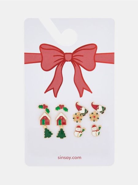 Kolczyki z motywem świątecznym 6 pack - wielobarwny. Kolczyki Sinsay. Za 12.99 zł.