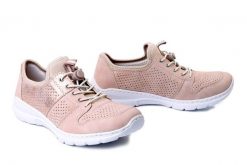 RIEKER L3254-32 pink, półbuty damskie. Czerwone półbuty wsuwane Rieker, na lato, bez wzorów, bez obcasa. Za 271.92 zł.
