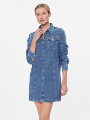Tommy Jeans Sukienka jeansowa Aline Ls Dress Ah5032 Ext DW0DW17542 Niebieski Regular Fit. Niebieskie sukienki Tommy Jeans, s, bez wzorów, z bawełny, bez kołnierzyka, bez ramiączek. Za 379.99 zł.