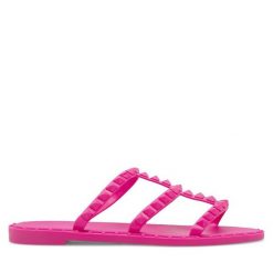 Klapki JENNY. Czerwone klapki Jenny, bez wzorów, bez obcasa, bez zapięcia. Za 39.99 zł.