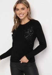Czarny Sweter z Koronkowymi Wstawkami z Bawełną Deriera. Czarne swetry Born2be, m, z aplikacjami, z bawełny, klasyczne, bez ramiączek. W wyprzedaży za 67.99 zł.