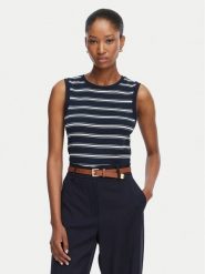 Tommy Hilfiger Top Multistripe WW0WW50025 Granatowy Slim Fit. Niebieskie topy Tommy Hilfiger, xxs, bez wzorów, z bawełny, bez kołnierzyka, bez ramiączek. Za 129.99 zł.