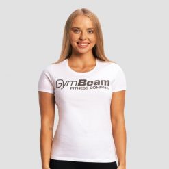 Koszulka damska fitness slim biała. Białe t-shirty sportowe GYMBEAM, l, bez wzorów, z bawełny, bez ramiączek, na fitness i siłownię. Za 55.90 zł.