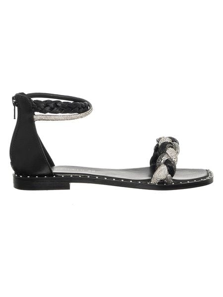 Cafe Noir Sandały w kolorze czarnym rozmiar: 36. Czarne sandały Cafe Noir, bez wzorów, z materiału, klasyczne, z otwartym noskiem, bez obcasa, bez zapięcia. Za 204.96 zł.