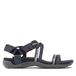 Sandały Merrell. Niebieskie sandały Merrell, bez wzorów, sportowe, bez obcasa, bez zapięcia. Za 299.99 zł.