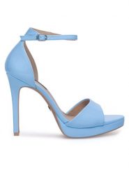 Nine West Sandały WFA2733-2 Niebieski. Niebieskie sandały Nine West, bez wzorów, z syntetyku, bez obcasa, na szpilce, bez zapięcia. Za 229.99 zł.