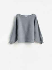 Sweter z bawełną - szary. Szare swetry Reserved, l, bez wzorów, z bawełny, bez ramiączek. Za 119.99 zł.