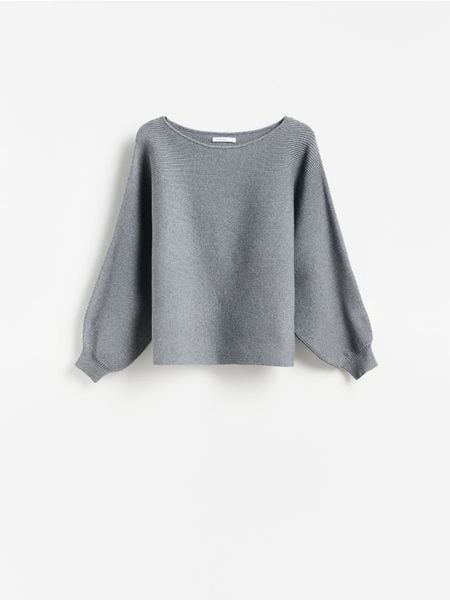 Sweter z bawełną - szary. Szare swetry Reserved, l, bez wzorów, z bawełny, bez ramiączek. Za 119.99 zł.