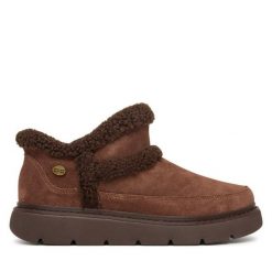 Śniegowce Skechers. Brązowe śniegowce Skechers, bez wzorów, bez zapięcia. Za 339.99 zł.