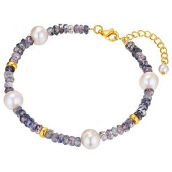 Valero Pearls Srebro wysokiej pr óby Cyjanit Perła hodowlana słodkowodna Bransoletki 1 ct Damski. Białe bransoletki Valero Pearls, z perłą, pozłacane. Za 419.99 zł.