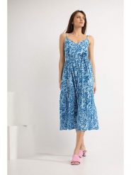 Josephine & Co Sukienka "Dieter" w kolorze niebieskim rozmiar: 40. Niebieskie sukienki Josephine & Co, bez wzorów, z bawełny, bez kołnierzyka, bez ramiączek, midi. Za 242.70 zł.