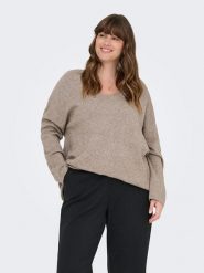 ONLY Carmakoma Sweter w kolorze szarobrązowym rozmiar: XS-40/42. Brązowe swetry Only Carmakoma, xs, bez wzorów, bez ramiączek. Za 115.95 zł.
