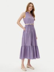 TWINSET Sukienka codzienna 251TT2101 Fioletowy Regular Fit. Fioletowe sukienki Twinset, na co dzień, bez wzorów, z bawełny, bez kołnierzyka, bez ramiączek, proste. Za 999.99 zł.