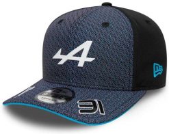 Czapka New Era 9FIFTY Esteban Ocon - czarna z granatem. Niebieskie czapki z daszkiem MALINE, bez wzorów, z poliesteru, eleganckie. Za 195.99 zł.