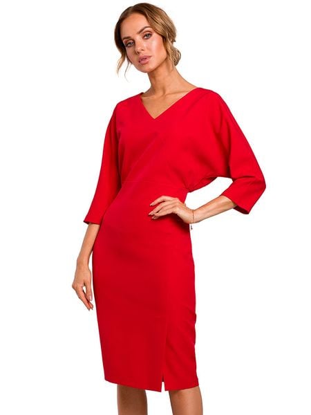 Made of emotion Sukienka w kolorze czerwonym rozmiar: XL. Czerwone sukienki Made Of Emotion, xl, bez wzorów, bez kołnierzyka, bez ramiączek, midi. Za 126.75 zł.