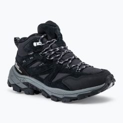 Buty trekkingowe damskie Jack Wolfskin Vojo Tour Texapore Mid. Czarne buty trekkingowe Jack Wolfskin, bez wzorów, z gumy, przed kolano, bez zapięcia, trekkingowe. Za 577.50 zł.