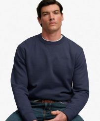 Superdry Bluza Essential Stacked Logo Crew – Relaxed Fit, SOFT NAVY. Niebieskie bluzy bez kaptura Superdry, xl, bez wzorów, z bawełny, bez kaptura. Za 372.45 zł.