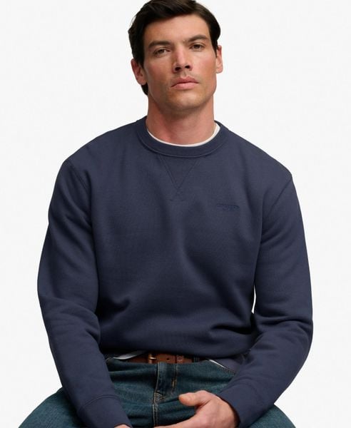 Superdry Bluza Essential Stacked Logo Crew – relaxed fit – SOFT NAVY. Niebieskie bluzy bez kaptura Superdry, m, bez wzorów, z bawełny, bez kaptura. Za 372.45 zł.